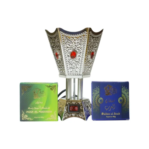 Crown Golden Electric Bakhoor Burner | 2 Free Bakhoors Included